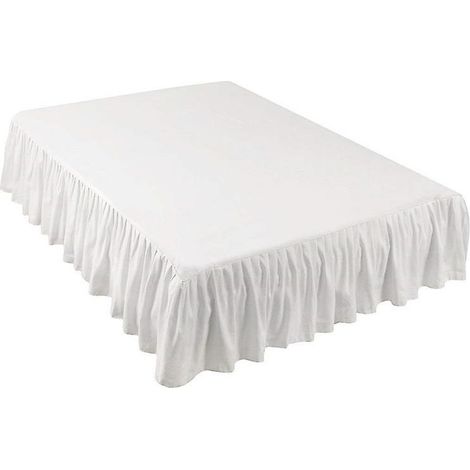 Jupe de lit légère à volants Amazon Basics, style classique, microfibre douce et élégante, retombée de 35,5 cm, grand lit, blanc uni (1/4)