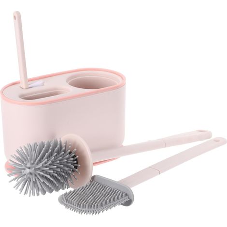 Mounted Toilet Brush Set Long Handle Sturdy Plastic Holder