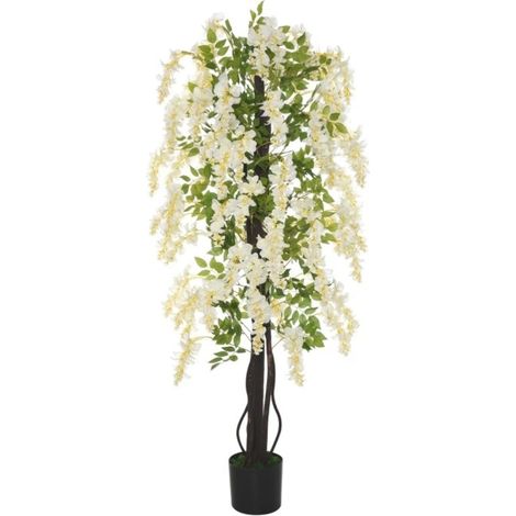 Guirlande glycine blanche artificielle 165 cm plastique ciment intérieur extérieur décorative (1/5)