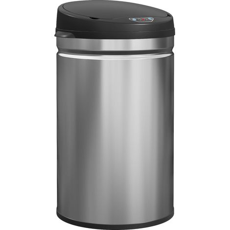 Poubelle cuisine automatique 30L inox, poubelle à couvercle à fermeture en douceur, 32x30,5x51cm, argent