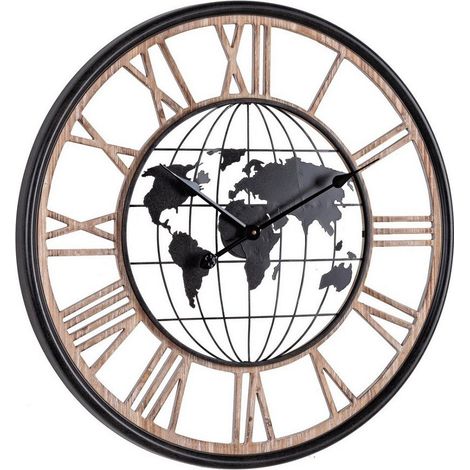 Orologio da Parete Legno Nero Industriale 70 cm - REGALITÀ (1/4)