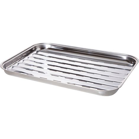 Allgrill Grillschale aus Edelstahl 34 x 24 x 2,5 cm zur Vermeidung von Fettbränden