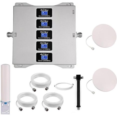 Amplificateur Reseau Mobile Amplificateur GSM 5 Bandes  Améliorez 2G/3G/4G/partie 5G, Deux Antennes D'intérieur (1/5)