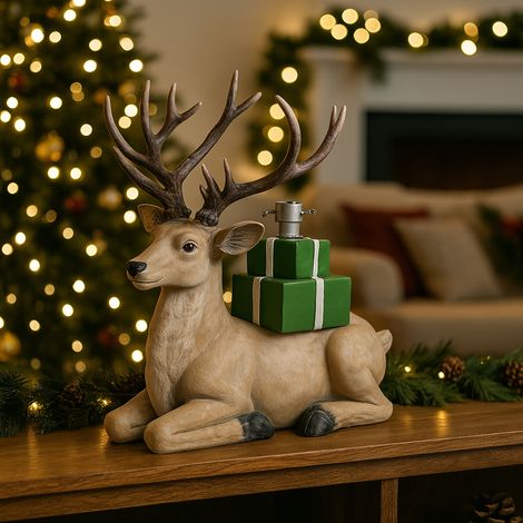 Base per albero di Natale a forma di renna, decorazione natalizia da 50 cm x 58 cm -Bianco e oro (1/5)