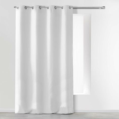 Homemaison – Rideau occultant 140 x 260 cm microfibre unie – 8 œillets ronds en métal – Effet léger et aérien – Couleur blanche tendance (1/10)