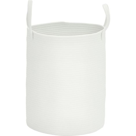 Cesto Portabiancheria da 36L Portatile e Pieghevole con Manici, Cesto Biancheria in Cotone Naturale, Ø38x45 cm, Bianco Crema