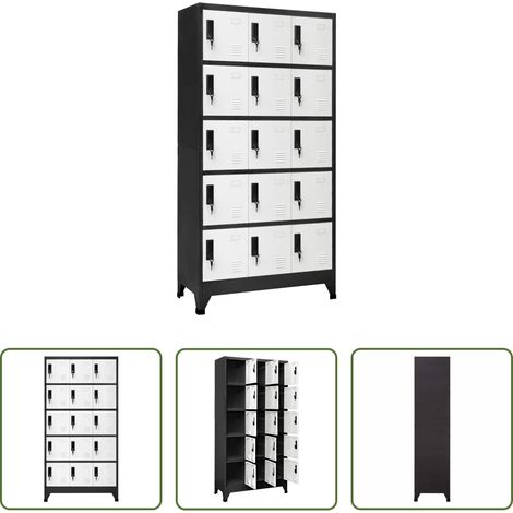 vidaXL Armoire de bureau - Armoire à casiers Anthracite et blanc 90x40x180 cm Acier (1/5)