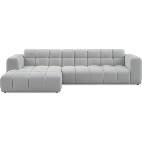 Selsey Boloon - Canapé d'angle - 300 cm - velours Gris clair (1/4)