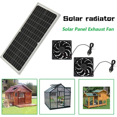 Pannello solare monocristallino da 16 W e 16 V, impermeabile IP65, con ventola solare fotovoltaica con telaio, velocità massima della ventola 3200 giri/min, riscaldatore per animali domestici