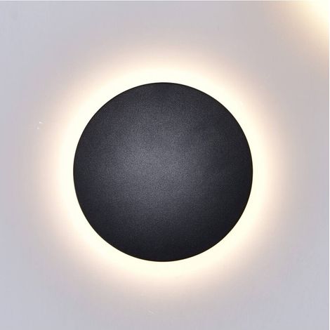 Éclairage mural noir LED D18 cm compatible avec variateur IP65 - Lunar