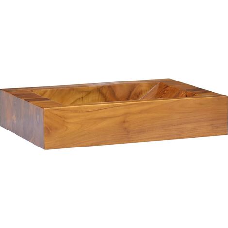 Waschbecken Massivholz Teak 50x35x10 cm