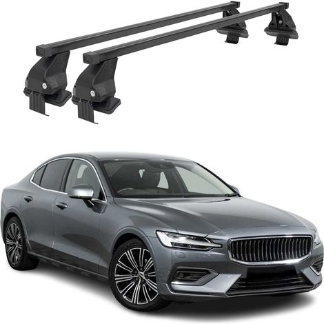 OMAC Dachträger Querträger Stahl für Volvo S60 II 2019-2024 – Abschließbar – City-Crash-getestet – DIN 75302:2019 – ISO/PAS 11154:2006 – Max. 50 kg Schwarz (1/5)
