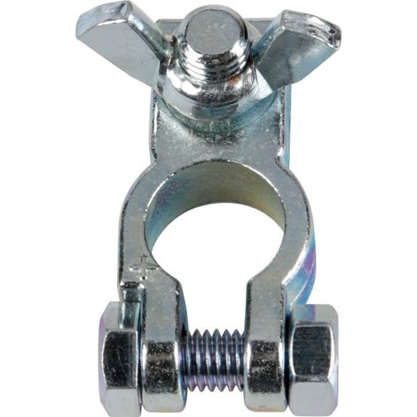 Morsetto batteria zincato fissaggio cavo a capocorda con dado ad aletta - Polo positivo - Foro capocorda Ø 10 mm (1/2)