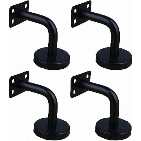 Lot de 6 supports de main courante noirs pour escalier, supports muraux en acier inoxydable avec cache-rampe (1/5)