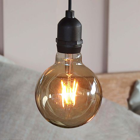 Suspension avec pile et télécommande extérieure G95 Ø 9,5 x 13,7 cm Ampoule dorée à intensité variable (4 piles AA non incluses) (1/5)