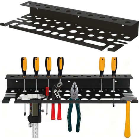 Organisateur de tournevis en métal, support mural utilitaire de 40 cm (15,75 pouces) support de rangement pour outils à main pour établi, garage (1/5)