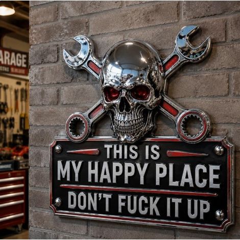 Cute, portable, practical, creative design Happy Place Metal Wall Sign Skull Hanging Tag, Small Size 2015cm - Skull Hanging Tag