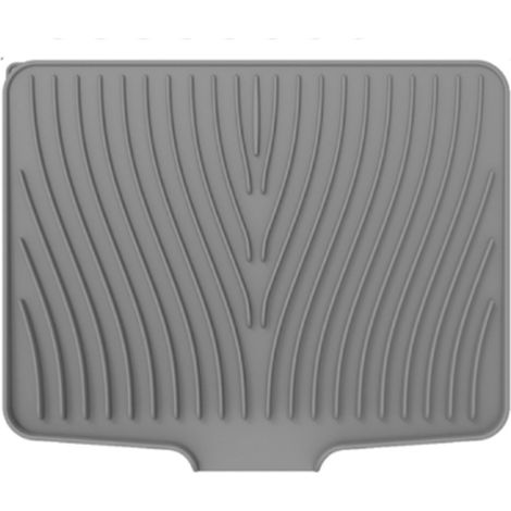 Tappetino scolapiatti - Tappetino per lavare i piatti - Tappetino in silicone con foro di drenaggio - Accessori per piano di lavoro - Tappetino per lavello - Grigio - 40 x 33 cm