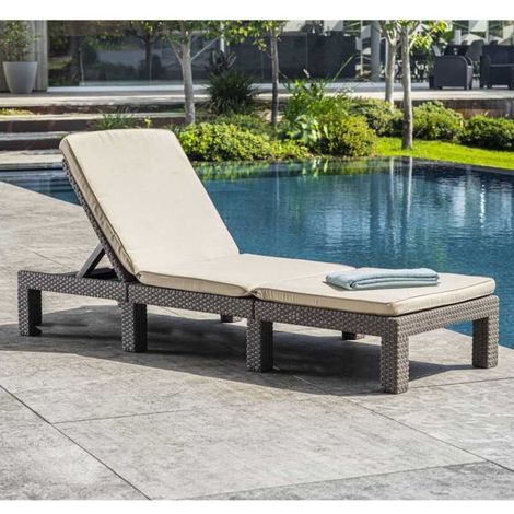 Keter Chaise longue avec coussin Daytona Cappuccino