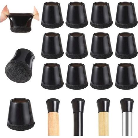 20 Pcs Chair Leg Caps, Elastic Chair Pads Felt Chair Leg Protector, 14-20MM Chair Pad to Protect Table Legs Prevent Floor Scratches (Black) (1/5)