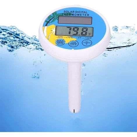 (Bleu)Thermomètre Solaire Numérique pour Piscine, Thermomètre Flottant, Compteur de Température Électronique, Chargement Solaire (1/4)