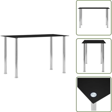 Table à manger Noir 120x60x75 cm Verre trempé - Table À Manger - Table Moderne - Table Noire - Table Design - Table Extensible (1/5)