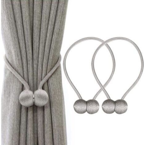 Embrasses à Rideaux Embrasse Rideau Aimantée Tressage Magnétiques Rideaux Boucle (Gris)