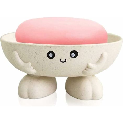 Porte-savon mignon porte-savon pour enfants créatif beau bar plateau de savon comptoir pour douche salle de bain cuisine plan de travail (beige)-Fei Yu (1/4)