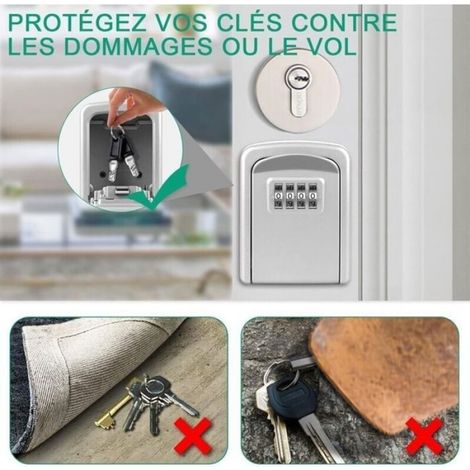 Boîte à clé sécurisée - - Nouvelle version - Alliage de zinc - Code 4 chiffres - 5 clés - Installation facile (1/4)