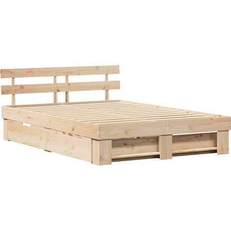 Estructura de cama Marrón 160 x 200 cm Madera de pino macizo vidaXL (1/5)