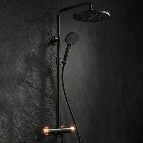 Système de douche PaulGurkes Noir Mat avec Douche Plafonnier Ensemble