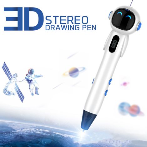 Stylo d'impression 3D en forme d'astronaute, stylo d'impression 3D sans fil basse température, batterie 1000 mAh, blanc, capacité 1000 mAh. (1/3)