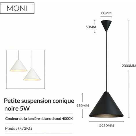 Suspension LED GP-339 Moni noir petit modèle 5W blanc chaud 4000K Lampe Suspendue Salon Chambre 30 g – Livraison gratuite (1/5)