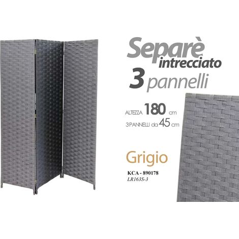 Grauer Raumteiler 3-Panels 168x180 cm
