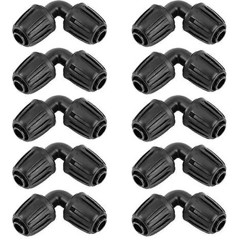 Lot de 10 adaptateurs coudés pour irrigation goutte à goutte, raccords coudés universels pour tuyau d'arrosage, accessoires d'irrigation agricole (1/5)