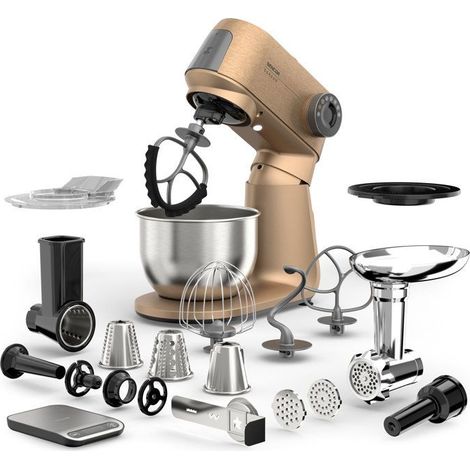 Robot pâtissier multifonction Sencor STM 7630RS Gordon - Pétrin et hachoir à viande - Bol inox 5,5 L - Moteur 1500 W - Champagne (1/3)