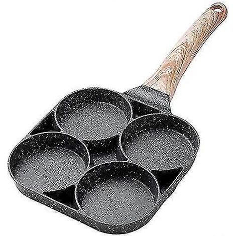 4-Loch-Omelettpfanne für Burger, Eier, Schinken, Pfannkuchen, Bratpfanne, antihaftbeschichtet, rauchfrei, Frühstücksgrill (1/4)