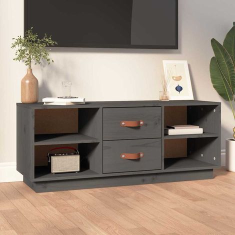 vidaXL TV Cabinet Grey 100x34x40 cm Solid Wood Pine (1/5)