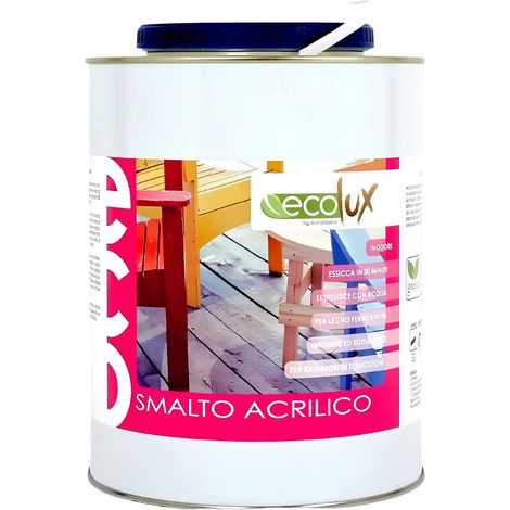 Ecolux smalto ecologico acrilico ad acqua per legno e metallo finitura brillante formato 2.5 lt - colore- biancoperla - confezione 1