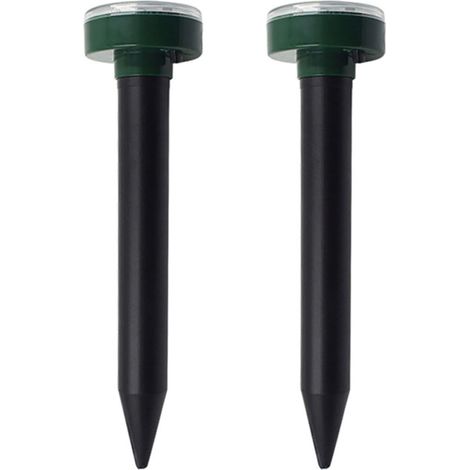 Protección solar contra topos (paquete de 2): Control oral ultrasónico de topillos y topos, repelente de insectos IP65 para céspedes y jardines. (1/5)