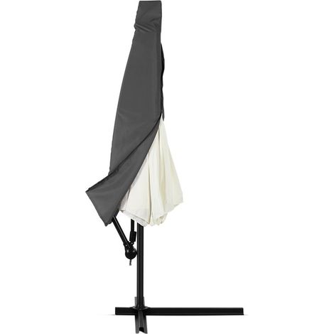 Housse de parapluie en polyester 160 g/m² – convient aux parapluies d'un diamètre de 3 m ou 3,5 m – fermeture à cordon – disponible en vert, bleu, gris anthracite, rouge et beige. (1/5)