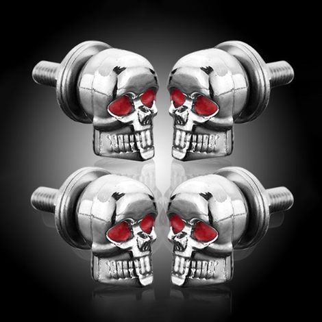 Lot de 4 fixations à vis pour plaque d'immatriculation de moto en forme de squelette 3D (1/4)