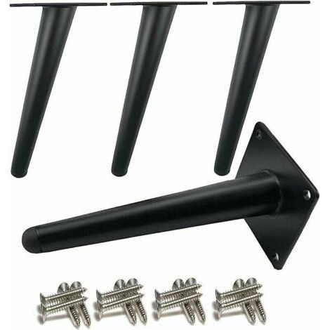 Möbelbein, 4 abgewinkelte Tischbeine, Metall-Schrankbeine, kegelförmige Möbelbeine, Edelstahl, schwarz lackiert, 20 cm hoch, geräuscharm, rutschfest, Ersatz für Sofas, Tische und andere Möbel (1/5)