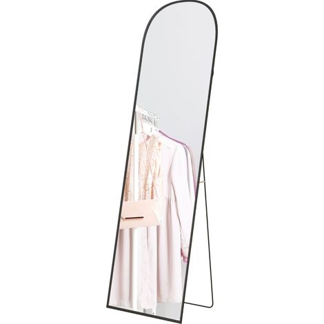 Specchio da terra ad arco 170 x 50 cm nero con telaio in alluminio (1/5)