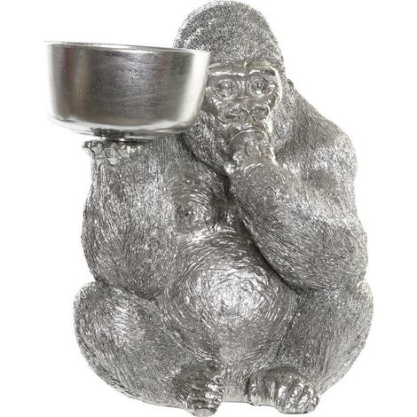 DKD Home Decor Figurine Gorille Argenté en Résine 32x26,5x36 cm (1/3)