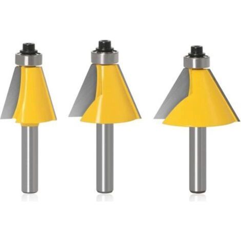 3PCS 8mm Chamfer Angle Router Bits 2 Flute 15°/22.5°/45° Bevel Edge Forming Cutter Woodworking Edge Milling Cutter Woodworking Drill Bits (1/5)