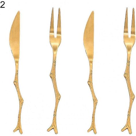 Fourchette à cocktail dorée à long manche, légère et résistante à la corrosion, pour restaurant