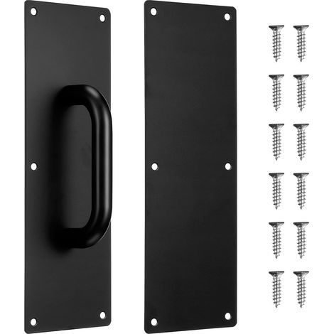 Plaque De Poussée Porte: Poignée De Tirage En Acier Inoxydable 304 Pour Portes Coulissantes, Portes Coupe-Feu Et Portes De Passage - Noir Avec Vis Incluses (1/5)