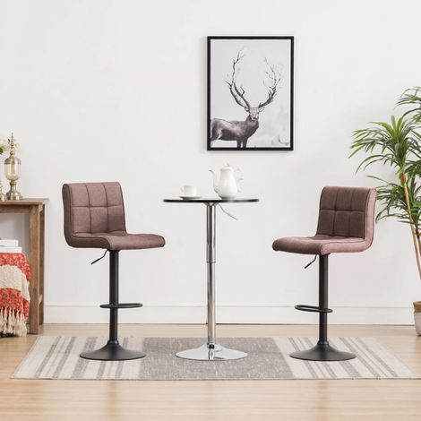 Tabourets de bar, lot de 2, tissu taupe (1/5)