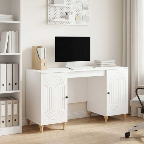 vidaXL Scrivania Bianco Lucido 142,5 x 50 x 75 cm Legno ingegnerizzato (1/5)
